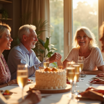 Couple mature célébrant 38 ans de mariage lors d'un dîner élégant