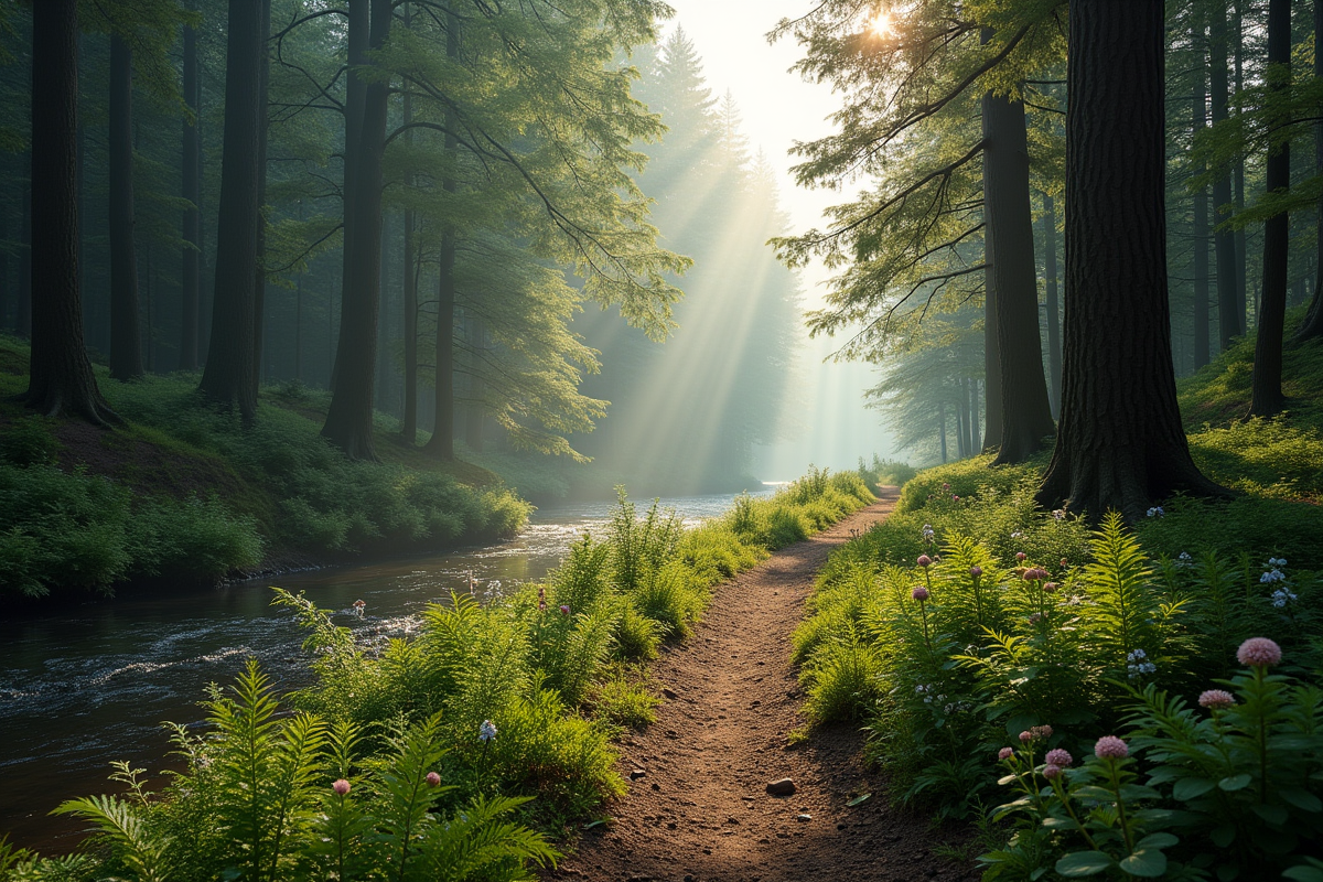 Sentier forestier au bord d