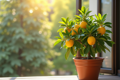 Citronnier sain en pot sur balcon ensoleille