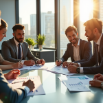 Équipe diversifiée de professionnels en réunion de travail