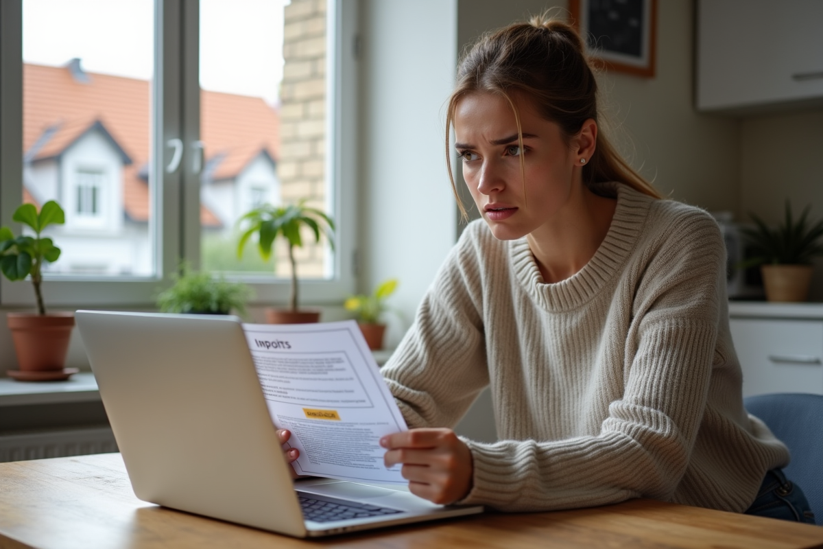 Jeune femme vérifiant une lettre d