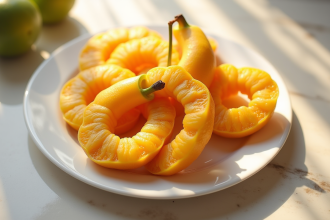 Fruits D-shape frais sur une assiette blanche en gros plan