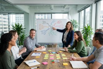 groupe en brainstorming dans un bureau stimulant la créativité