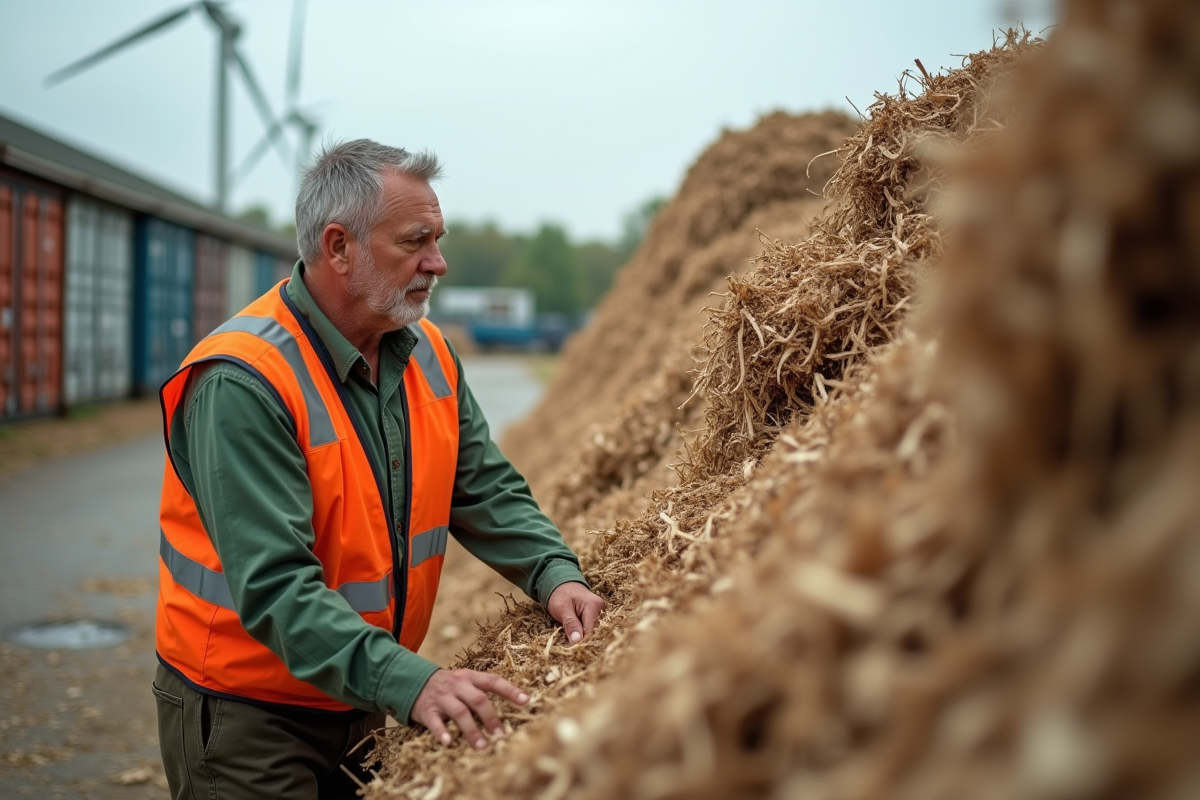 Ouvrier industriel vérifiant des cartons recyclés